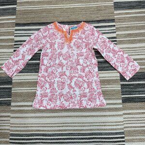 Calypso St. Barth x Target Tunic Top Elephant Print Long Sleeve White Red 3T